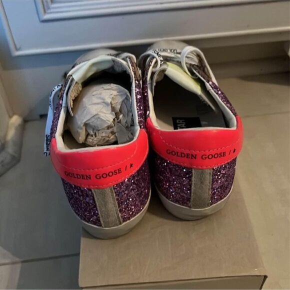 Authentic Golden Goose Purple Glitter Hot Pink Heel & leopard Superstar shoes - Picture 10 of 11